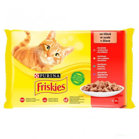 Friskies Cat Pui, Vita, Miel, Rata, 4 x 85g