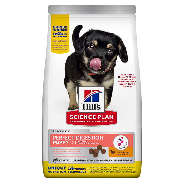 Hill\'s SP Perfect Digestion Puppy M, hrană uscată câini junior, sistem digestiv, 2.5kg