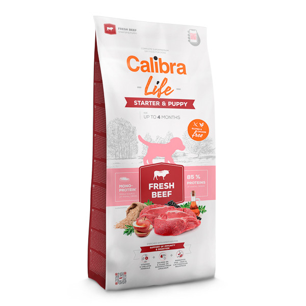 Calibra Life Starter&Puppy, XS-XL, Vita, hrană uscată monoproteică câini junior, 12kg