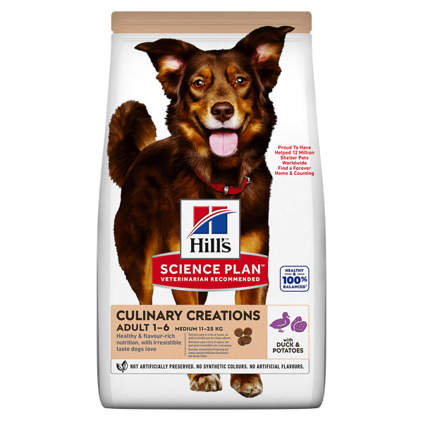 Hill\'s SP Culinary Creations, M, Rață și Cartof, hrană uscată câini, 2.5kg