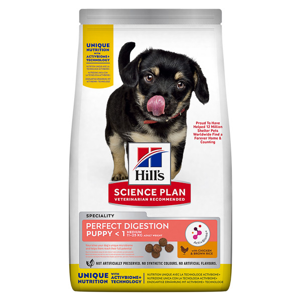 Hill\'s SP Perfect Digestion Puppy M, hrană uscată câini junior, sistem digestiv, 14kg