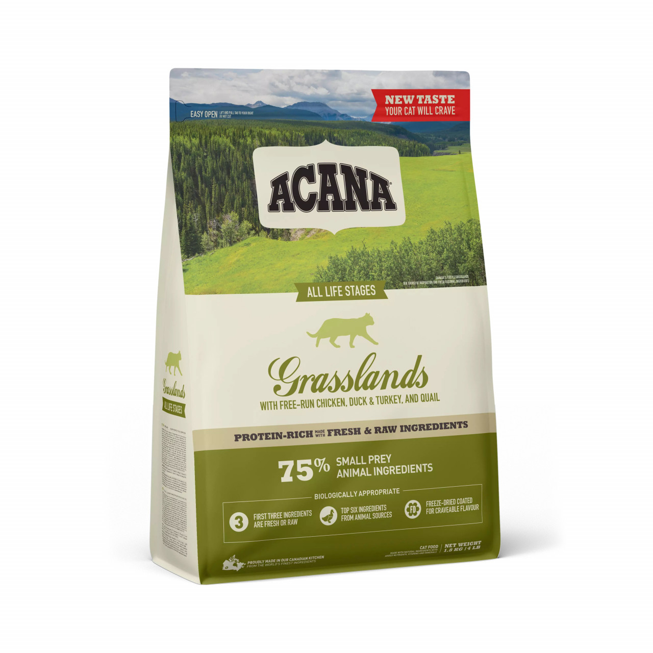 Acana Highest Protein Grasslands, hrană uscată fără cereale pisici, 1.8kg