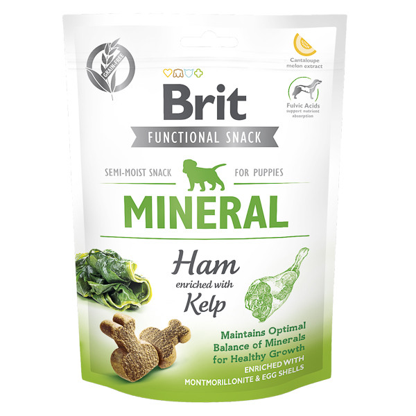 Brit Care Functional Snack Puppy Mineral, Sunca cu Kelp, recompense funtionale fară cereale câini junior, minerale, 150g