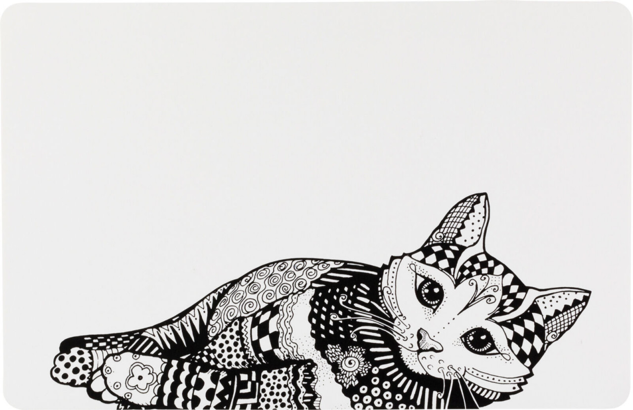 Set Masa cu Motiv pisică 44 x 28 cm, Alb/Negru, 24788