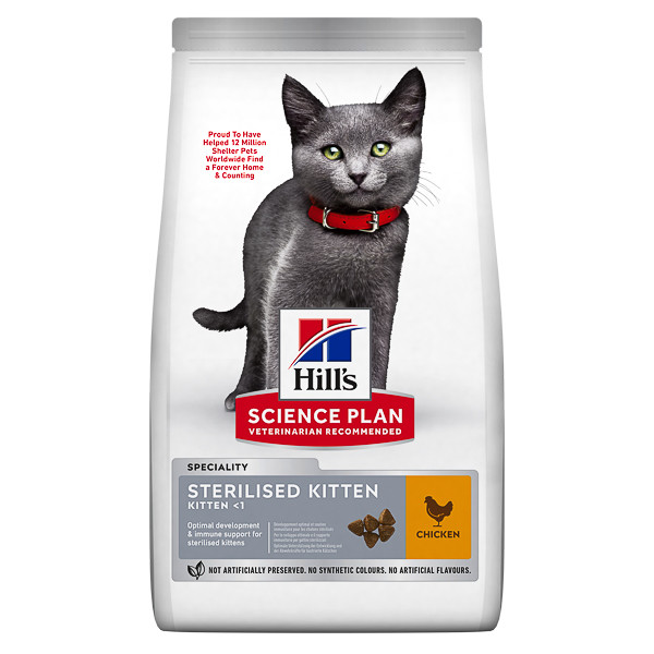 Hill\'s SP Kitten Sterilised, Pui, hrană uscată pisici junior sterilizate, 3kg