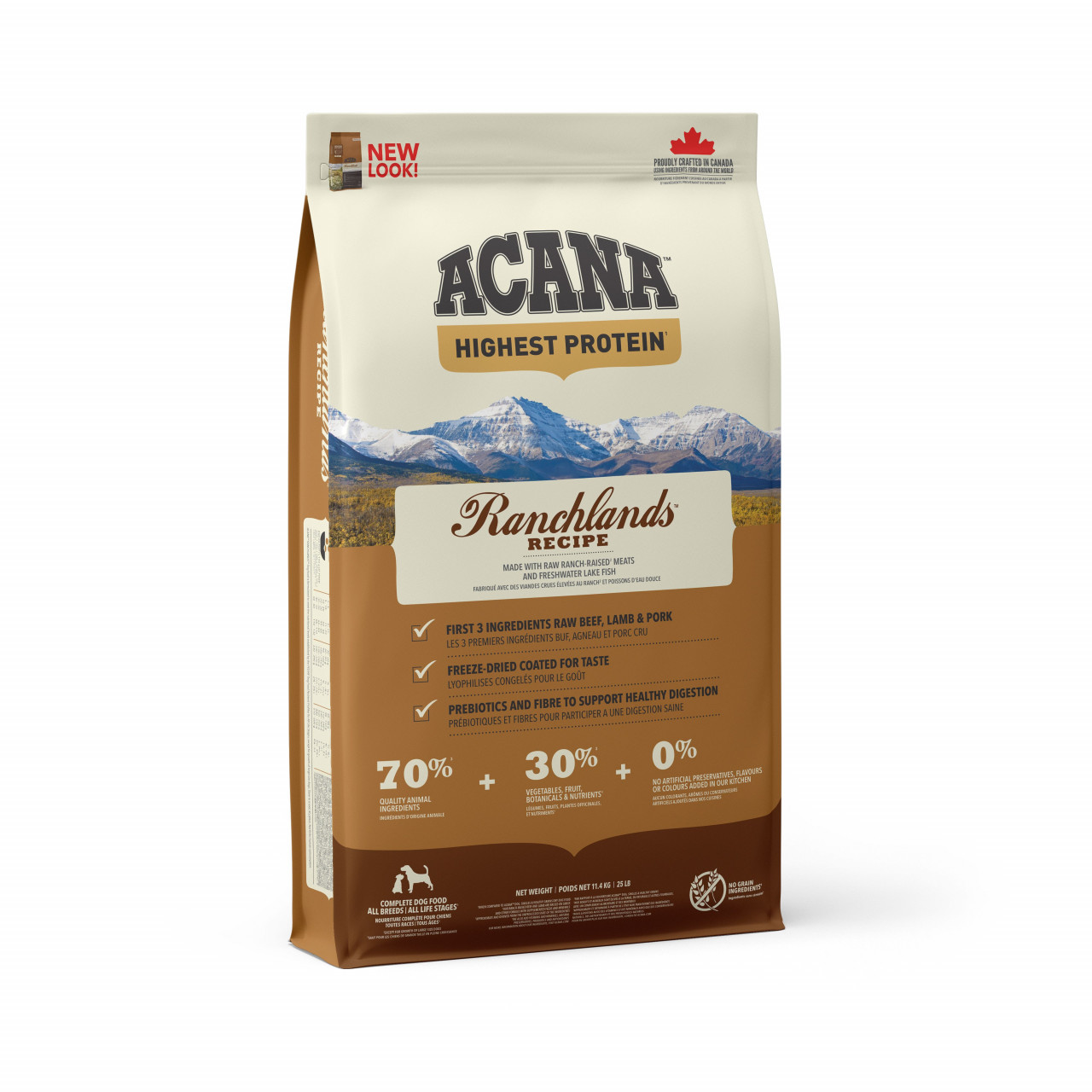 Acana Highest Protein Ranch lands, hrană uscată fără cereale câini, 11.4kg